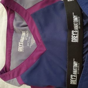 Grey's Anatomy navy/grey/magenta scrub set size L